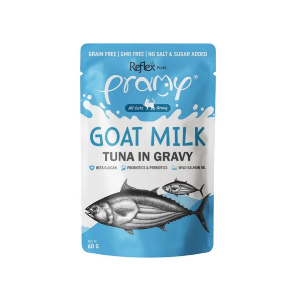 Reflex Plus Pramy Goat Milk Sos İçinde Keçi Sütlü ve Ton Balıklı Kedi Konservesi 60 Gr ürün görseli 1