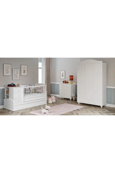 VENATTO Almina Büyüyen Bebek Odası %100 Mdf SOFT MAT BEYAZ ürün görseli 1