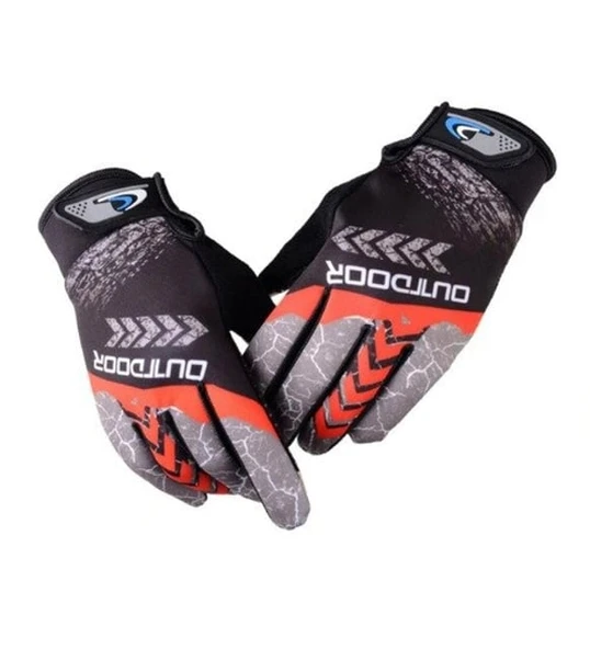 OUTDOOR XBYC-HJ-1504 KROS UZUN PARMAK ELDİVEN SİYAH KIRMIZI ürün görseli 1