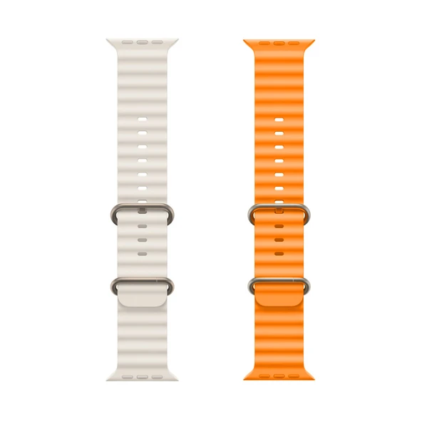 Winex 2 Adet 42-49mm Yeni Nesil Apple Uyumlu Akıllı Saat Kordonu Silikon Beyaz ve Turuncu ürün görseli 1