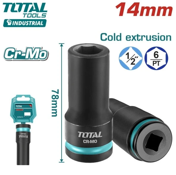 Total 14 Mm 1/2 Altı Köşe Darbeli Derin Lokma THDIS12142L ürün görseli 1
