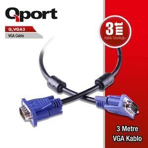 QPORT Q-VGA3 15PIN FILTRELI 3MT VGA KABLO ürün görseli 1
