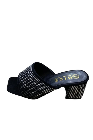 miçe shoes Kadın Taşlı Kalın Topuklu Terlik ürün görseli 1