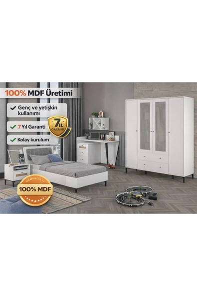 VENATTO Trio White Xl Genç Odası(%100mdf) turkuaz ürün görseli 1