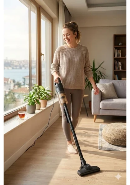 500W ELEKTRİKLİ KABLOLU DİKEY SÜPÜRGE YEŞİL ürün görseli 1