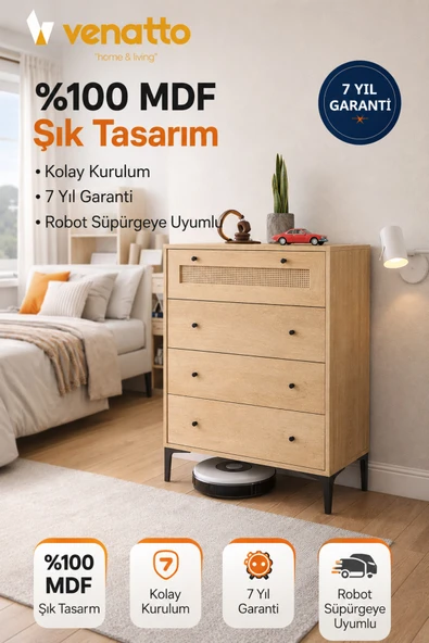 VENATTO Trio Şifonyer MEŞE ürün görseli 1