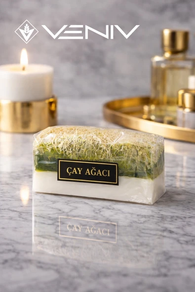 %100 Doğal Kabak Lifli Sabun - Çay Ağacı & Keçi Sütü - 100 gr ürün görseli 1