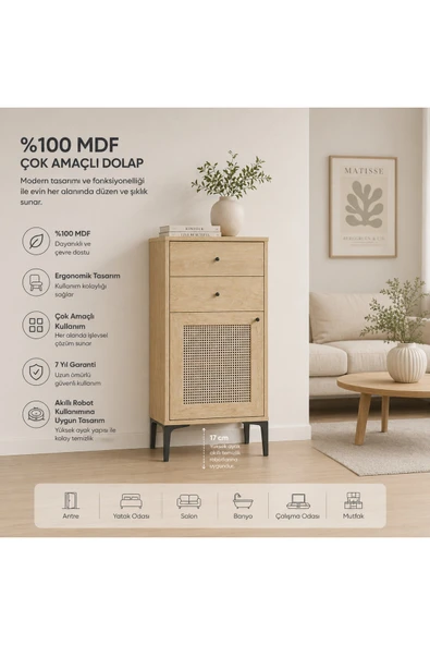 VENATTO Trio Şifonyer(%100MDF) MEŞE ürün görseli 1