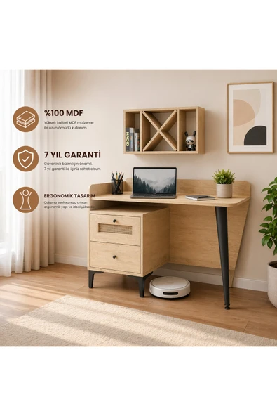 VENATTO Trio Ders Çalışma Masası MEŞE ürün görseli 1