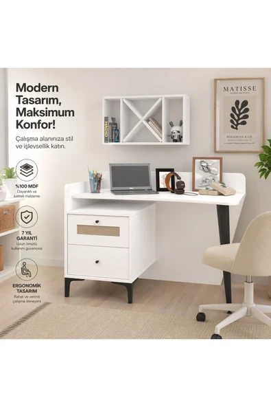 VENATTO Trio Ders Çalışma Masası BEYAZ ürün görseli 1