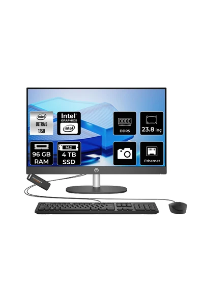 HP ProOne 240 G10 Ultra 5 125U 96GB 4TB SSD 23.8" FHD FDOS All in One Bilgisayar & PER4 USB ürün görseli 1