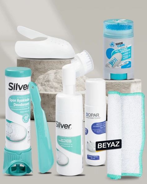 Beyaz Erkek Spor Ayakkabı Bakım Seti ( Boya & Deodorant & Köpük & Jel ) ürün görseli 1