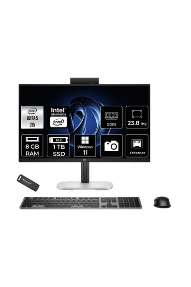 HP ProStudio 4 G1i Ultra 5 235T 8GB 1TB SSD 23.8" FHD W11P Touch All in One Bilgisayar & PER4 USB ürün görseli 1