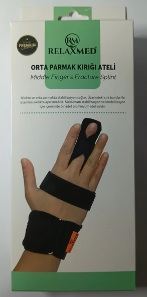 Orta Parmak Kırığı Ateli  Alüminyum Destekli Parmak Sabitleyici ve Kırık Sonrası Rehabilitasyon Ateli ürün görseli 1