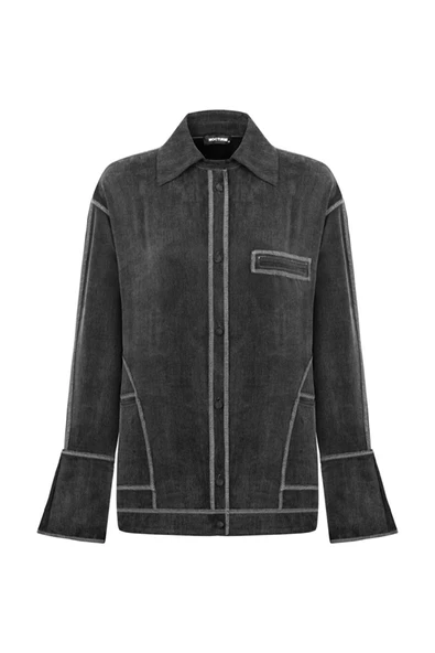 Nocturne Minimalist Oversize Uzun Kol Günlük Kadın Gömlek ürün görseli 1
