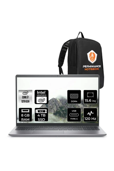 Dell Vostro 3530 i7 1355U 8GB 4TB SSD 15.6" FHD 120 Hz FDOS Taşınabilir Bilgisayar & PER4 Çanta ürün görseli 1