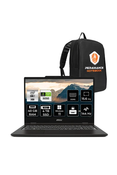 MSI VENTUREPRO 15 Intel Core 7-240H 40GB 4TB SSD RTX5050/8GB 15.6'' FHD 144Hz W11H Laptop A2RWEG ürün görseli 1
