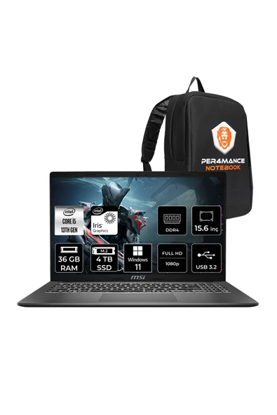 MSI Modern 15 i5-1334U 36GB 4TB SSD 15.6" FHD 60Hz W11H Taşınabilir Bilgisayar F13MG & PER4 ÇANTA ürün görseli 1