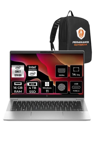 HP EliteBook 640 G10 i7-1355U 16GB RAM 4TB SSD 14'' FHD W11HOME 8A571EA & PER4 ÇANTA ürün görseli 1