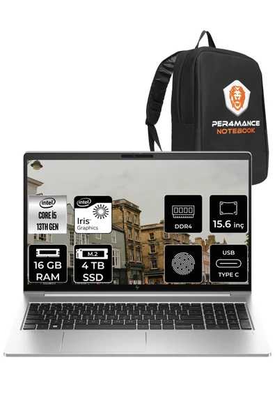 HP Elitbook 650 G10 i5 1335U 16GB RAM 4TB SSD 15.6'' FHD FDOS 8A573EA & PER4 ÇANTA ürün görseli 1