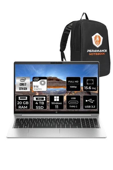 HP ProBook 450 G10 i7 1355U 20GB RAM 4TB SSD 15.6'' FHD W11HOME Dizüstü Bilgisayar & PER4 ÇANTA ürün görseli 1