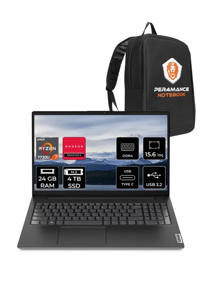 LENOVO V15 G4 R7 7730U 24GB 4TB SSD 15.6'' FHD FDOS Dizüstü Bilgisayar & PER4 ÇANTA ürün görseli 1