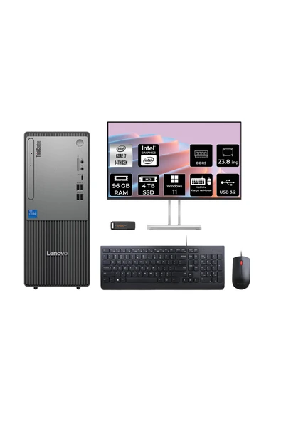 LENOVO ThinkCentre Neo 50T G5 i7 14700 96GB 4TB SSD W11P Masaüstü Bilgisayar + 23.8" Monitör ürün görseli 1