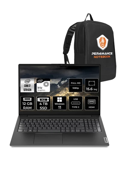 LENOVO V15 G4 i7 1355U 12GB 4TB SSD 15.6 FHD W11PRO Taşınabilir Bilgisayar & PER4 ÇANTA ürün görseli 1