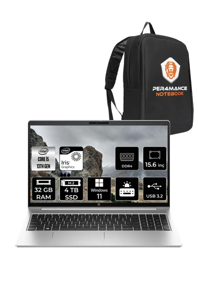 HP ProBook 450 G10 İ5 1334U 32GB RAM 4TB SSD 15.6'' FHD IPS W11H Dizüstü Bilgisayar & PER4 ÇANTA ürün görseli 1