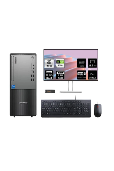 LENOVO ThinkCentre Neo 50T G5 i7 14700 32GB 2TB SSD RTX3050/6GB FDOS Masaüstü Bilgisayar + 23.8" ürün görseli 1