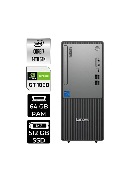 LENOVO ThinkCentre Neo 50T G5 i7 14700 64GB 512GB SSD GT1030/4GB FDOS Masaüstü Bilgisayar & PER4 USB Bellek ürün görseli 1