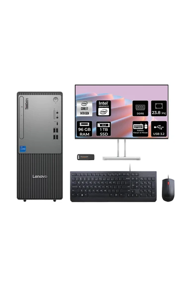 LENOVO ThinkCentre Neo 50T G5 i7 14700 96GB 1TB SSD FDOS Masaüstü Bilgisayar + 23.8" Monitör ürün görseli 1