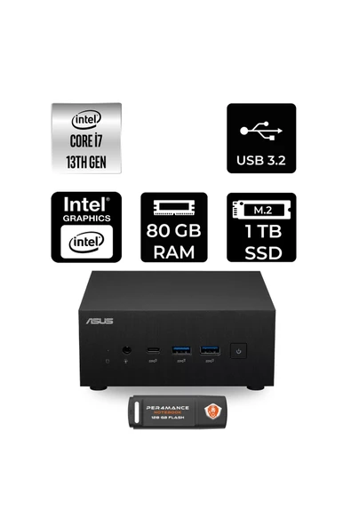 ASUS ExpertCenter PN64 i7 13700H 80GB 1TB SSD FDOS Mini Masaüstü Bilgisayar ürün görseli 1