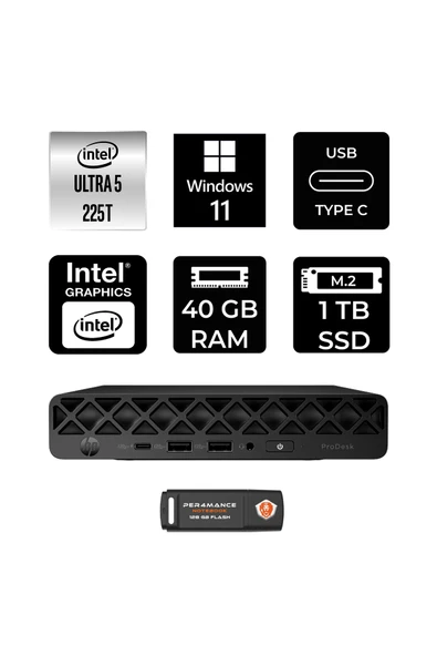HP EliteDesk 8 Mini G1i AI Intel Core Ultra 5 225 40GB 1TB SSD W11P Mini Masaüstü Bilgisayar ürün görseli 1