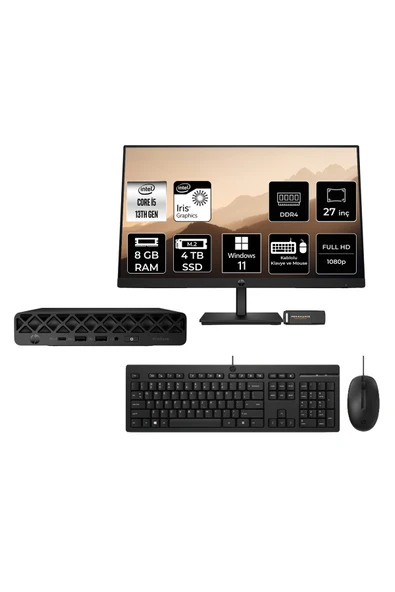 HP Pro Mini 260 G9 Intel Core i5 1335U 8GB 4TB SSD 27" W11H Mini Masaüstü Bilgisayar ürün görseli 1
