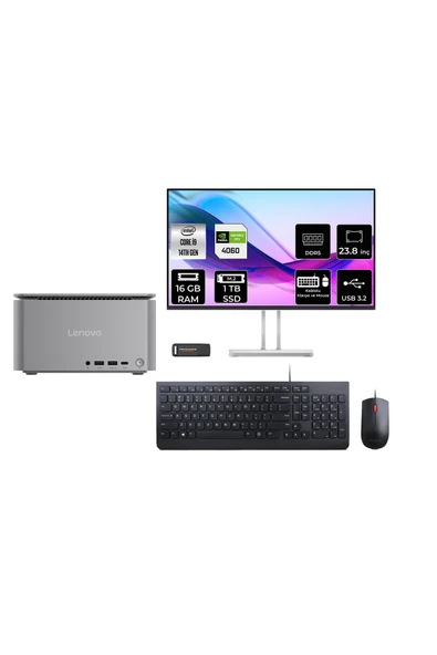 LENOVO ThinkCentre Neo i9 14900 16GB 1TB SSD RTX4060/8GB 23.8" FHD FDOS Mini Masaüstü Bilgisayar ürün görseli 1