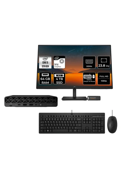HP Pro Mini 260 G9 Intel Core i5 1335U 64GB 4TB SSD 23.8" FDOS Mini Masaüstü Bilgisayar ürün görseli 1