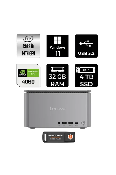 LENOVO ThinkCentre Neo i9 14900 32GB 4TB SSD RTX4060/8GB W11H Mini Masaüstü Bilgisayar ürün görseli 1