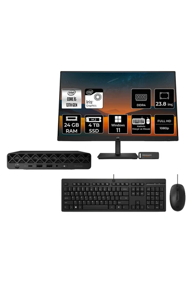 HP Pro Mini 260 G9 Intel Core i5 1335U 24GB 4TB SSD 23.8" W11P Mini Masaüstü Bilgisayar ürün görseli 1