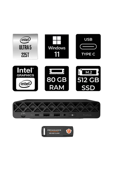 HP EliteDesk 8 Mini G1i AI Intel Core Ultra 5 225 80GB 512GB SSD W11P Mini Masaüstü Bilgisayar ürün görseli 1