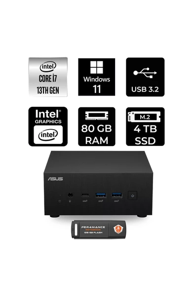 ASUS ExpertCenter PN64 i7 13700H 80GB 4TB SSD W11H Mini Masaüstü Bilgisayar ürün görseli 1