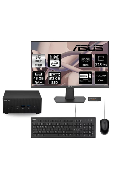 ASUS ExpertCenter PN64 i7 13700H 48GB 512GB SSD 23.8" FHD FDOS Mini Masaüstü Bilgisayar ürün görseli 1