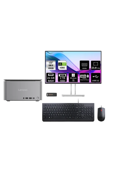 LENOVO ThinkCentre Neo i9 14900 24GB 2TB SSD RTX4060/8GB 23.8" FHD W11P Mini Masaüstü Bilgisayar ürün görseli 1