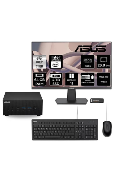 ASUS ExpertCenter PN64 i7 13700H 64GB 4TB SSD 23.8" FHD W11H Mini Masaüstü Bilgisayar ürün görseli 1