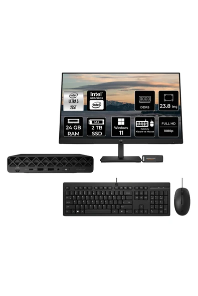 HP ProDesk 4 Mini G1i Intel Core Ultra 5 225T 24GB 2TB SSD 23.8" W11P Mini Masaüstü Bilgisayar ürün görseli 1