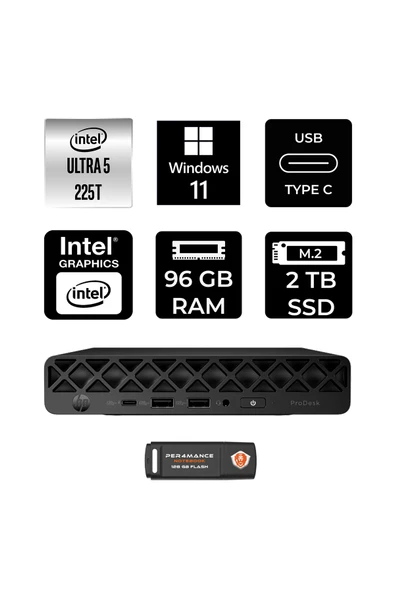 HP ProDesk 4 Mini G1i Intel Core Ultra 5 225T 96GB 2TB SSD W11P Mini Masaüstü Bilgisayar ürün görseli 1