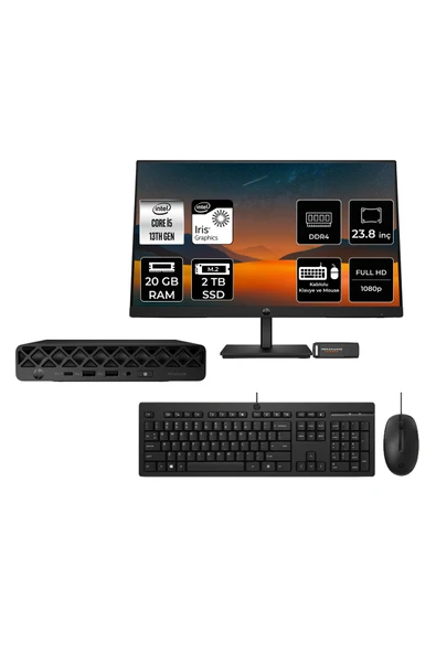 HP Pro Mini 260 G9 Intel Core i5 1335U 20GB 2TB SSD 23.8" FDOS Mini Masaüstü Bilgisayar ürün görseli 1