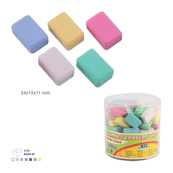 Ark Renkli Mini Silgi Karışık Renk 30 Adet ürün görseli 1