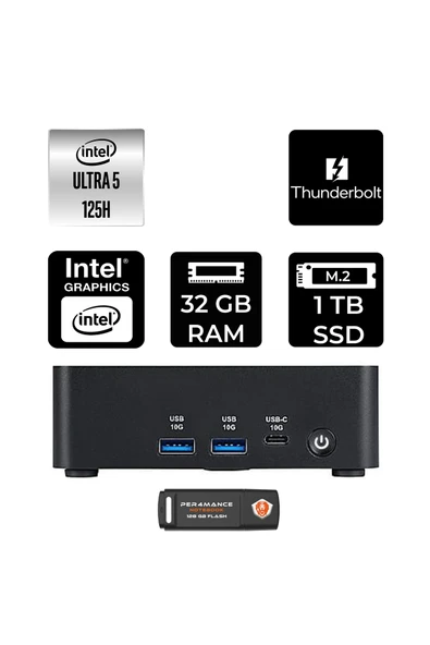 MSI Cubi NUC Intel Core Ultra 5 125H 32GB 1TB SSD FDOS Mini Masaüstü Bilgisayar & PER4 USB ürün görseli 1