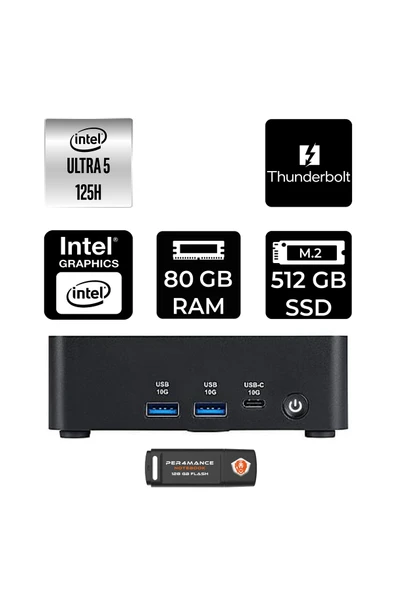 MSI Cubi NUC Intel Core Ultra 5 125H 80GB 512GB SSD FDOS Mini Masaüstü Bilgisayar & PER4 USB ürün görseli 1